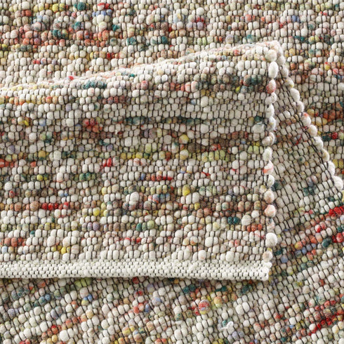 Wollteppich Gewalkt | Reine Schur-Wolle Handweb Teppich mit Schwarzer Kette | Multi