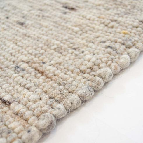 Wollteppich Gewalkt | Reine Schur-Wolle Handweb Teppich im Skandinavischen Design | Natur Grau Meliert