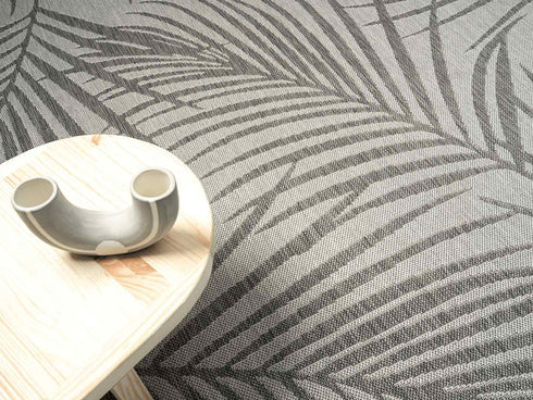 Outdoor Teppich | Für Drinnen und Draußen | Terrasse Balkon Garten Wohnzimmer Badezimmer Küche Flur Läufer | Grau