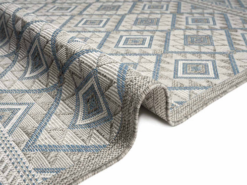 Outdoor Teppich | Für Drinnen und Draußen | Terrasse Balkon Garten Wohnzimmer Badezimmer Küche Flur Läufer | Blau