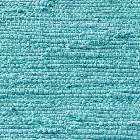 Flicken-Teppich 100% Baumwolle | Waschbarer Fleckerl mit Fransen | Türkis