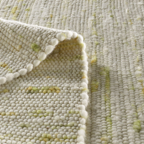 Wollteppich Natur | Reine Schur-Wolle Handweb Teppich im Skandinavischen Design | Grün Meliert