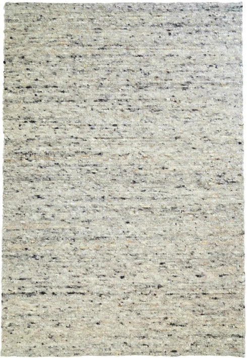 Wollteppich Natur | Reine Schur-Wolle Handweb Teppich im Skandinavischen Design | Grau Meliert