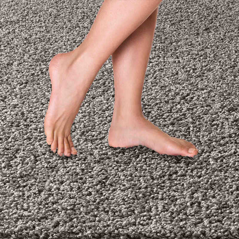 Waschbarer Shaggy | Ideal auch als Badematte | Wohnzimmer Badezimmer Küche Flur Läufer | Anthrazit Rund