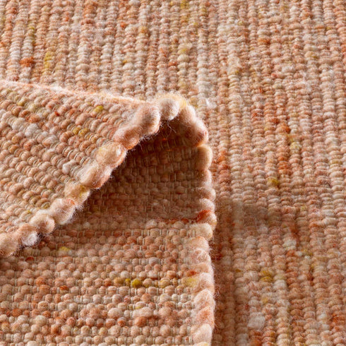 Wollteppich Natur | Reine Schur-Wolle Handweb Teppich im Skandinavischen Design | Terracotta