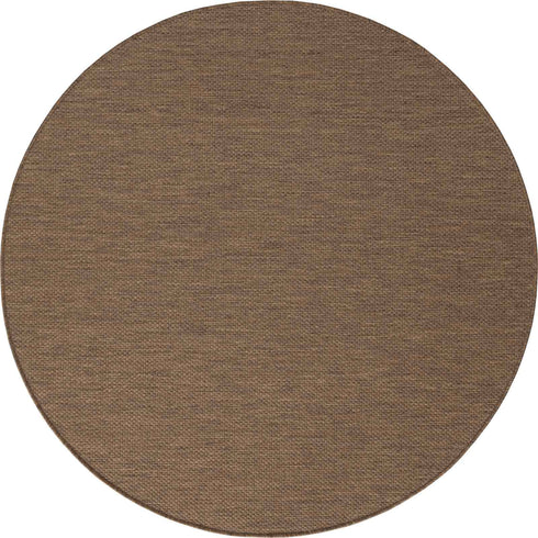 Outdoor Teppich | Für Drinnen und Draußen | Terrasse Balkon Garten Wohnzimmer Badezimmer Küche Flur Läufer | Braun Rund