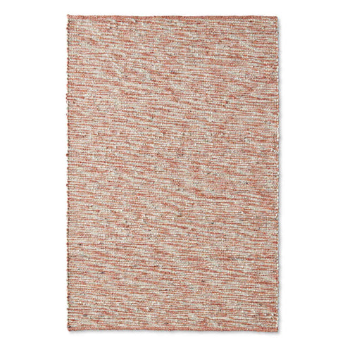 Wollteppich Gewalkt | Reine Schur-Wolle Handweb Teppich mit DUO Schuss | Rot