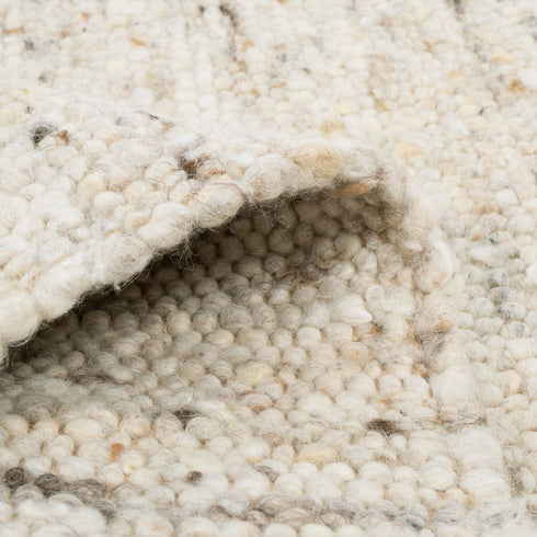 Wollteppich Natur | Reine Schur-Wolle Handweb Teppich im Skandinavischen Design | Sand Multi