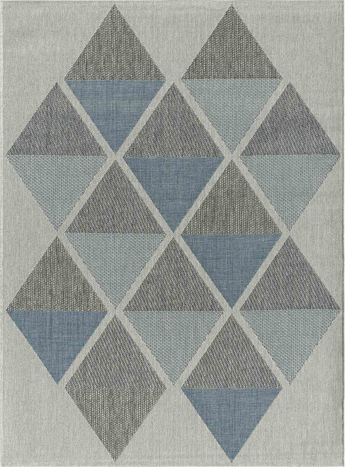 Outdoor Teppich | Für Drinnen und Draußen | Terrasse Balkon Garten Wohnzimmer Badezimmer Küche Flur Läufer | Blau Rund