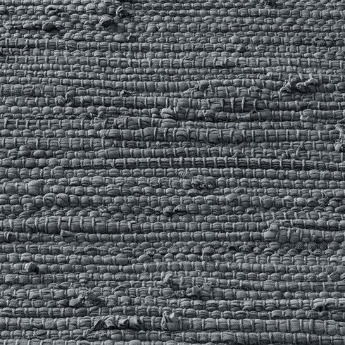 Flicken-Teppich 100% Baumwolle | Waschbarer Fleckerl mit Fransen | Anthrazit