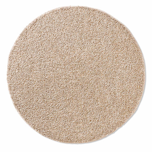 Shaggy Teppich | Flauschiger Langflor fürs Wohnzimmer, Esszimmer, Schlafzimmer oder Kinderzimmer | Beige Rund
