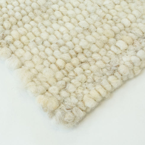 Wollteppich Natur | Reine Schur-Wolle Handweb Teppich im Skandinavischen Design | Beige Meliert