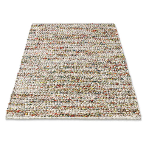 Wollteppich Gewalkt | Reine Schur-Wolle Handweb Teppich mit Schwarzer Kette | Multi