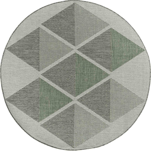 Outdoor Teppich | Für Drinnen und Draußen | Terrasse Balkon Garten Wohnzimmer Badezimmer Küche Flur Läufer | Grün Rund