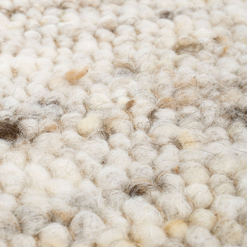 Wollteppich Natur | Reine Schur-Wolle Handweb Teppich im Skandinavischen Design | Sand Multi