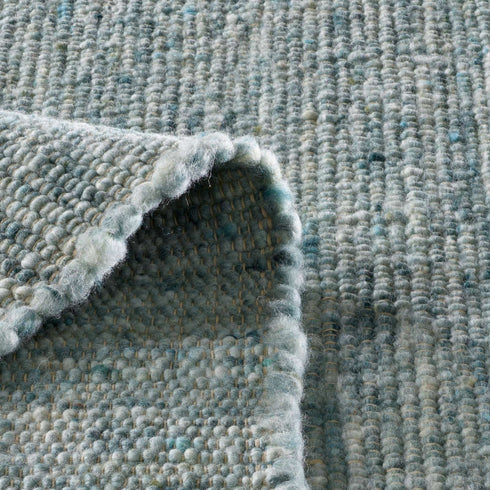 Wollteppich Natur | Reine Schur-Wolle Handweb Teppich im Skandinavischen Design | Grün