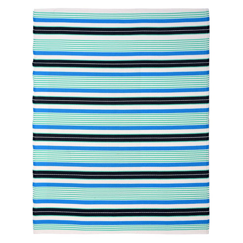 Outdoor Teppich | Für Drinnen und Draußen | Wetterfester Wendeteppich | Leichtgewicht | Blaugrün Streifen