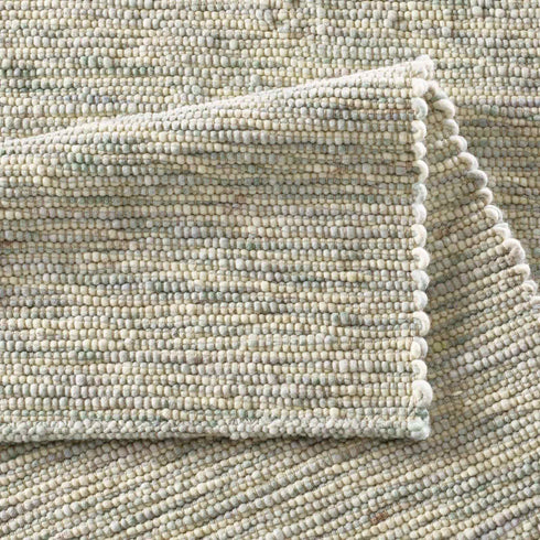 Wollteppich Gewalkt | Reine Schur-Wolle Handweb Teppich mit DUO Schuss | Grün