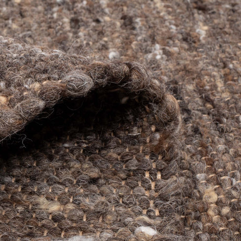 Wollteppich Natur | Reine Schur-Wolle Handweb Teppich im Skandinavischen Design | Braun Multi