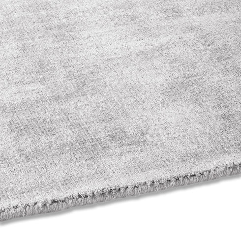 Kurzflor Teppich Viskose Handgewebt | Flauschiger Flachflor fürs Wohnzimmer, Esszimmer, Schlafzimmer oder Kinderzimmer | Grau