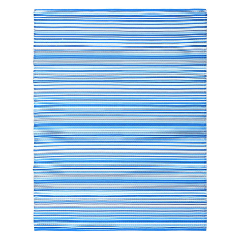 Outdoor Teppich | Für Drinnen und Draußen | Wetterfester Wendeteppich | Leichtgewicht | Türkis Streifen