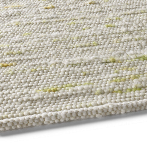 Wollteppich Natur | Reine Schur-Wolle Handweb Teppich im Skandinavischen Design | Grün Meliert