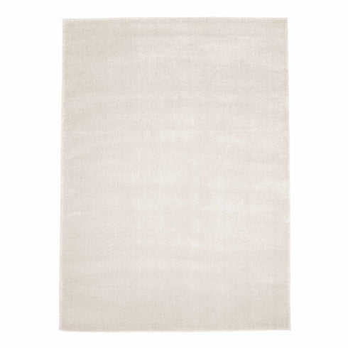 Kurzflor Teppich Designer | Flauschiger Flachflor fürs Wohnzimmer, Esszimmer, Schlafzimmer oder Kinderzimmer | Natur Weiß