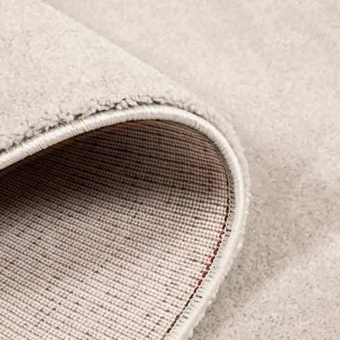 Kurzflor Teppich Designer | Flauschiger Flachflor fürs Wohnzimmer, Esszimmer, Schlafzimmer oder Kinderzimmer | Natur Weiß