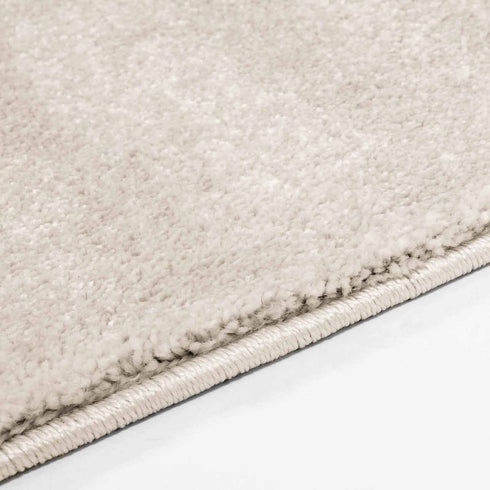 Kurzflor Teppich Designer | Flauschiger Flachflor fürs Wohnzimmer, Esszimmer, Schlafzimmer oder Kinderzimmer | Natur Weiß Rund
