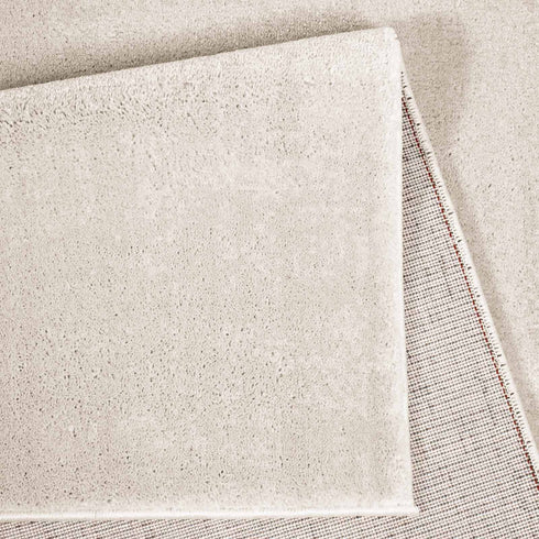 Kurzflor Teppich Designer | Flauschiger Flachflor fürs Wohnzimmer, Esszimmer, Schlafzimmer oder Kinderzimmer | Natur Weiß