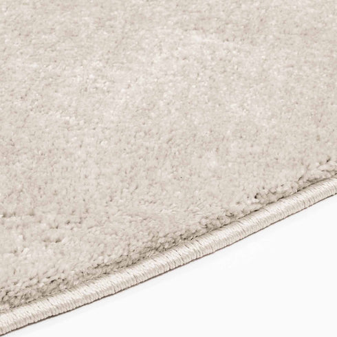 Kurzflor Teppich Designer | Flauschiger Flachflor fürs Wohnzimmer, Esszimmer, Schlafzimmer oder Kinderzimmer | Natur Weiß Rund