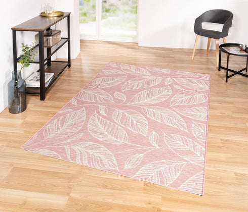 Outdoor Teppich | Für Drinnen und Draußen | UV-Beständig | Sisal ähnlich | Rosa Rund