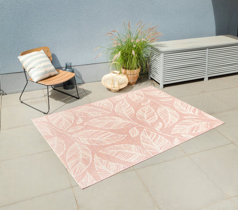 Outdoor Teppich | Für Drinnen und Draußen | UV-Beständig | Sisal ähnlich | Rosa Rund